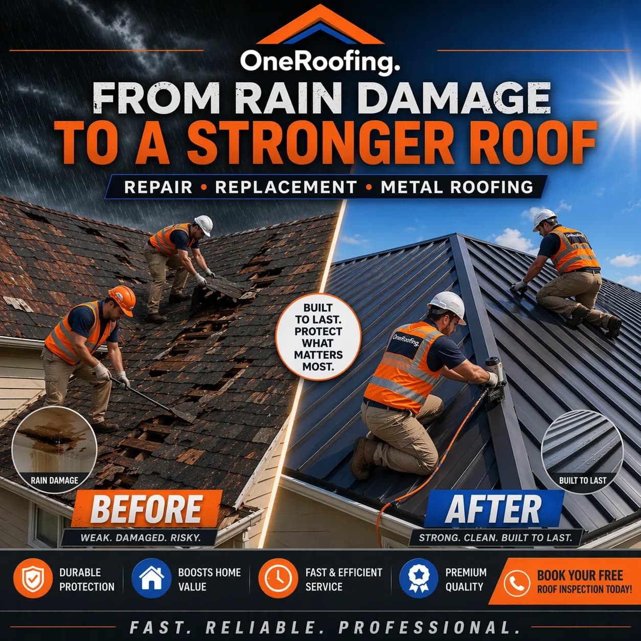 Roofing crew at work